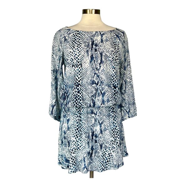 Soft Joie Arryn B Ruffle Dress Blue Snake Print Dress size Medium - Picture 2 of 11